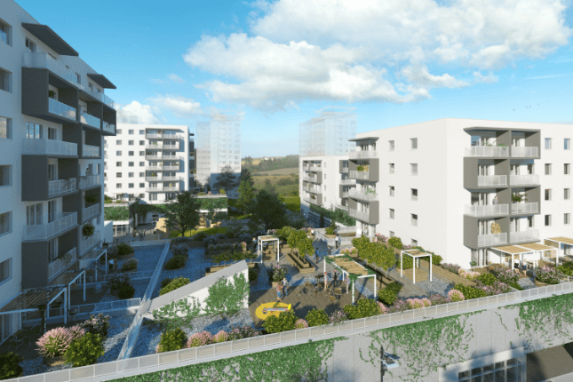 View of roof gardens and terraces